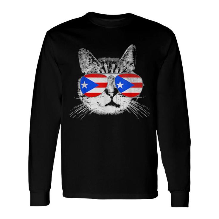 Cat Puerto Rico Flag Country Pride Long Sleeve T-Shirt T-Shirt