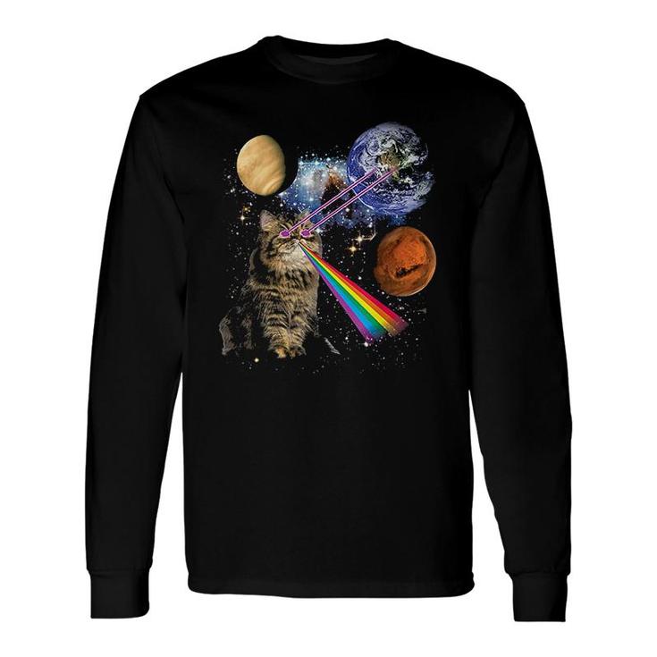 Cat Rainbow In Galaxy Space Long Sleeve T-Shirt T-Shirt