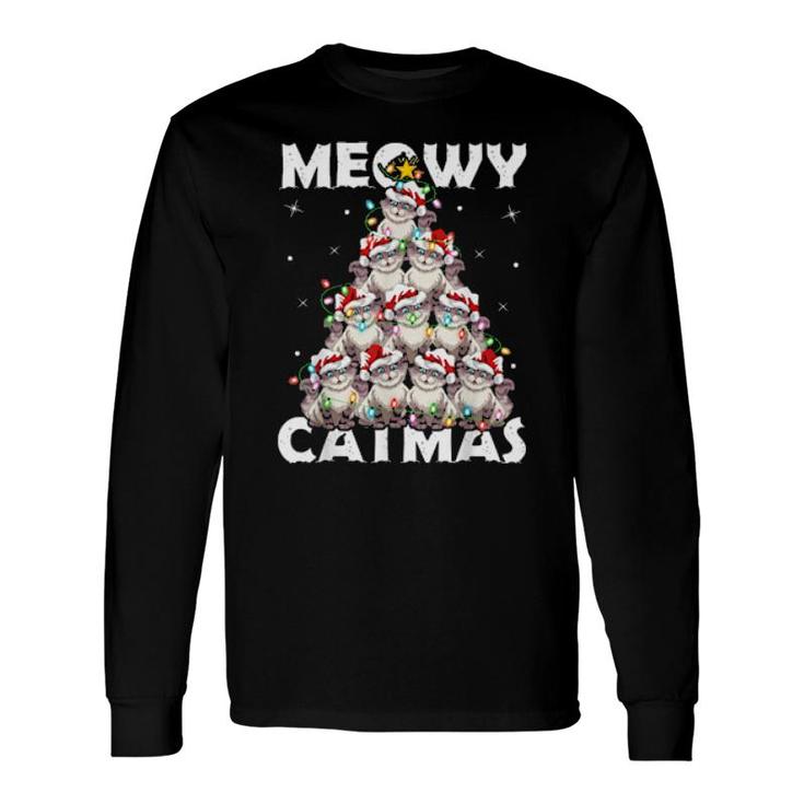 Cat Xmas Matching Meowy Catmas Cat Christmas Tree Long Sleeve T-Shirt T-Shirt