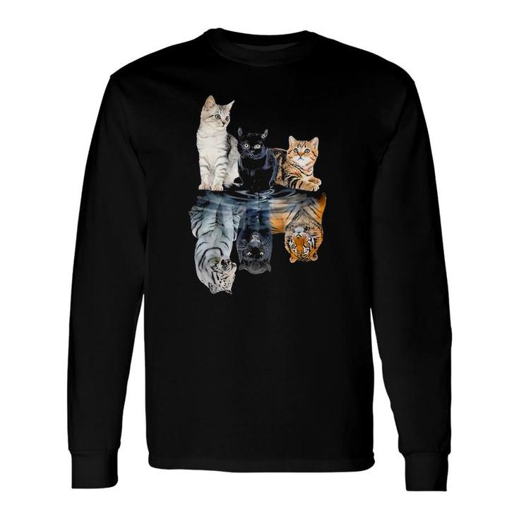 Cats Lover Cat Water Reflection Cats Tigers Long Sleeve T-Shirt T-Shirt