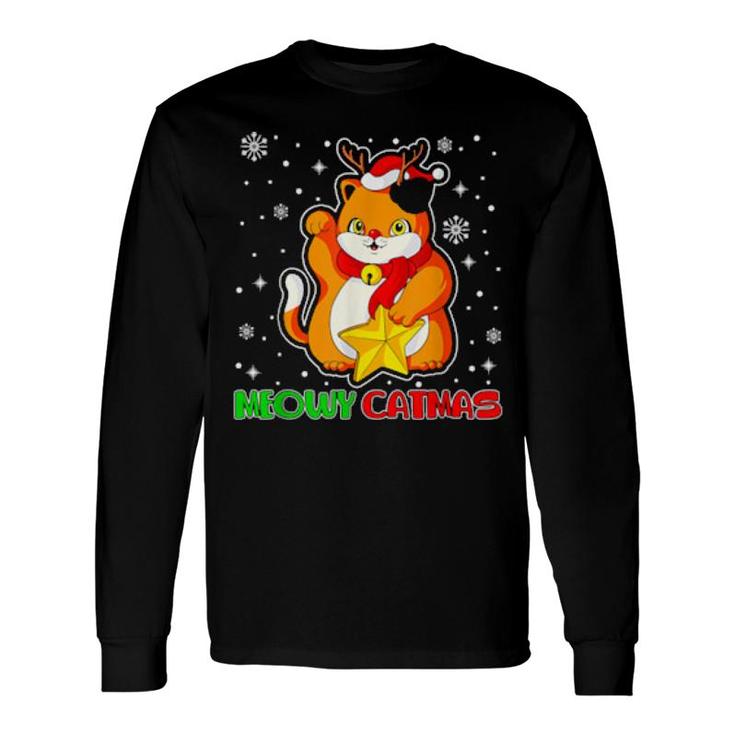 Christmas Cat Matching Pajamas Meowy Catmas Long Sleeve T-Shirt T-Shirt