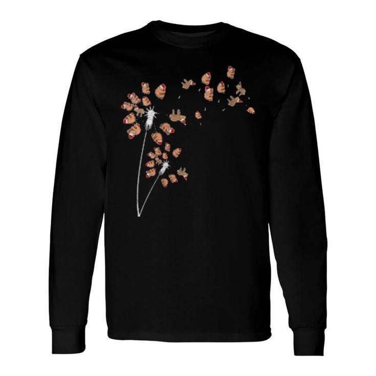 Christmas Dandelion Xmas Animal Lazy Animal Sloth Long Sleeve T-Shirt