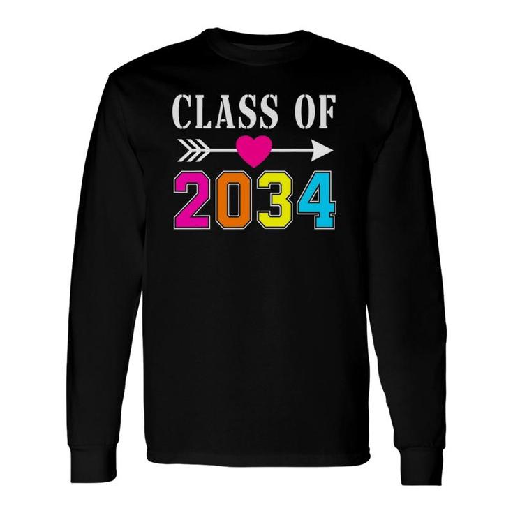 Class Of 2034 Grow With Me Handprints On Back K To 12 Grade Long Sleeve T-Shirt T-Shirt