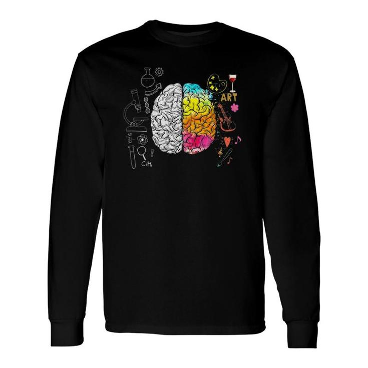 Colorful Brain Art Vs Science Student Teacher V-Neck Long Sleeve T-Shirt T-Shirt