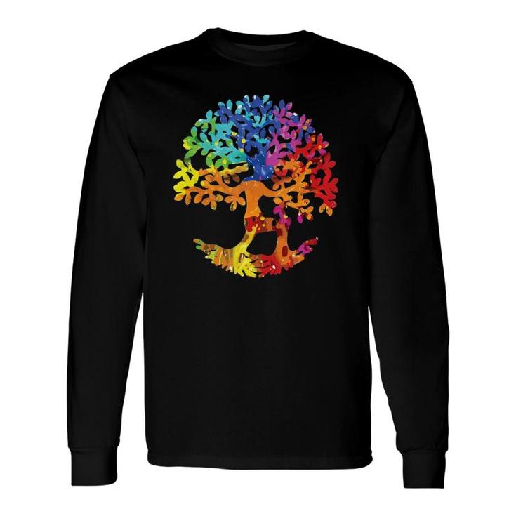 Colorful Life Is Really Good Vintage Tree Art Long Sleeve T-Shirt T-Shirt