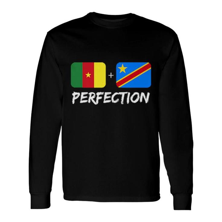 Congolese And Cameroonian Perfection Mix Dna Flag Heritage Long Sleeve T-Shirt