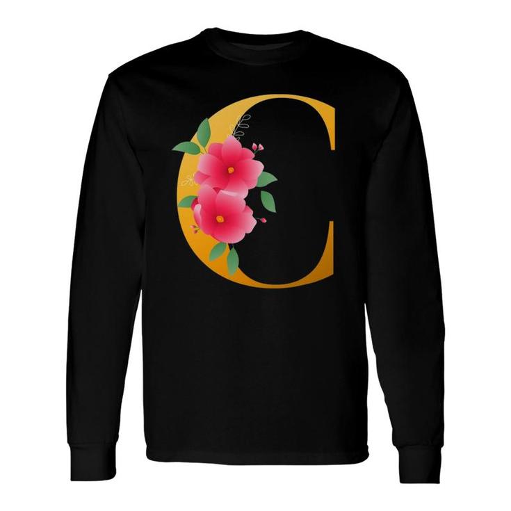 Cool Floral Alphabet Cute Initial Monogram Letter C Graphic Long Sleeve T-Shirt T-Shirt