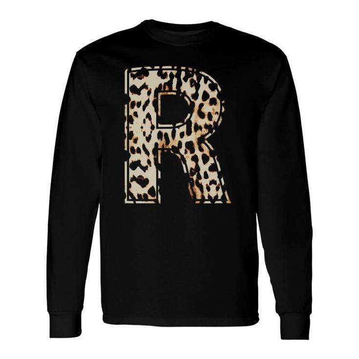 Cool Letter R Initial Name Leopard Cheetah Print Long Sleeve T-Shirt T-Shirt