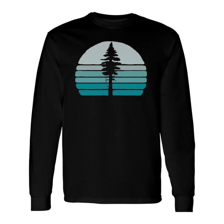 Cool Vintage Tree & Retro Sunset 80S Outdoor Graphic Long Sleeve T-Shirt T-Shirt