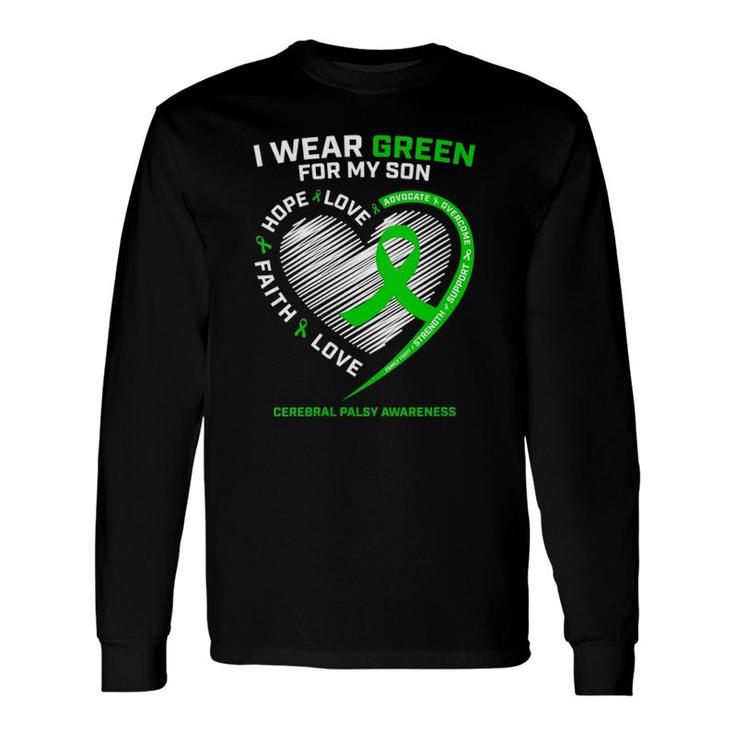Cp Mom Dad Green Ribbon Son Cerebral Palsy Awareness Long Sleeve T-Shirt T-Shirt