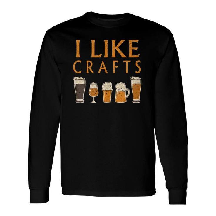 I Like Crafts Vintage Draught Beer Lover Drinking Long Sleeve T-Shirt