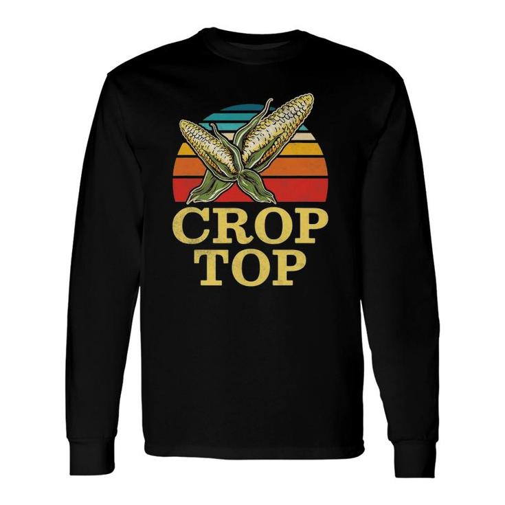 Crop Top Corn Farmer Retro Vintage Long Sleeve T-Shirt