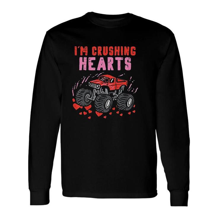 I Crush Hearts Monster Truck Toddler Boys Valentines Day Long Sleeve T-Shirt