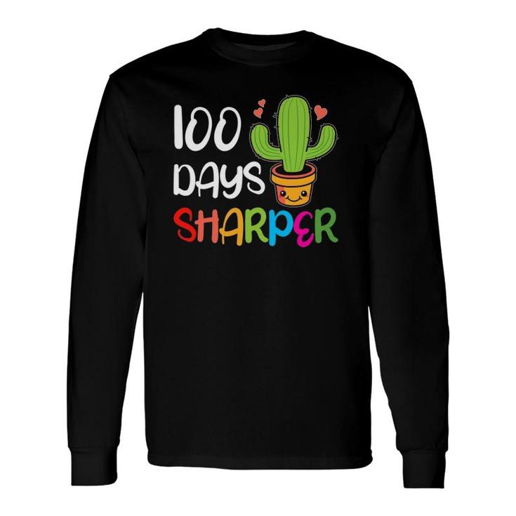 Cute 100 Days Sharper Cactus Teacher 100Th Day Of School Long Sleeve T-Shirt T-Shirt
