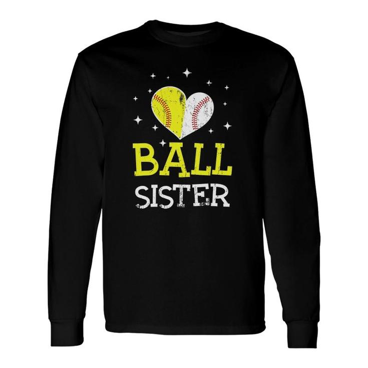 Cute Baseball And Softball Sister Tee Sister Lover Long Sleeve T-Shirt T-Shirt
