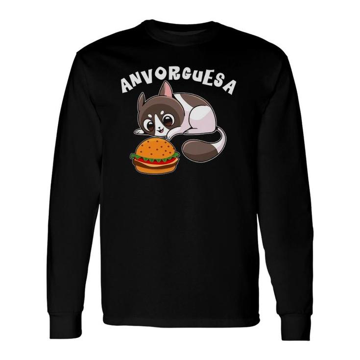 Cute Cat Anvorguesa Hamburger Kitty Lovers Long Sleeve T-Shirt T-Shirt