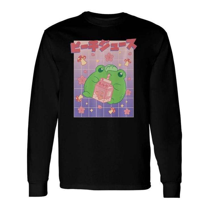 Cute Kawaii Frog Peach Juice Box Long Sleeve T-Shirt T-Shirt