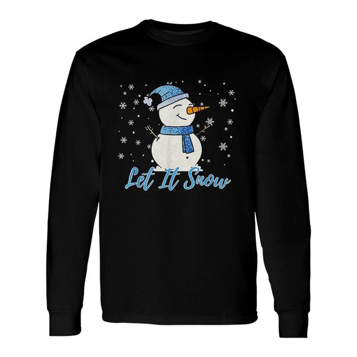 Cute Snowman Let It Snow Christmas Holiday Long Sleeve T-Shirt