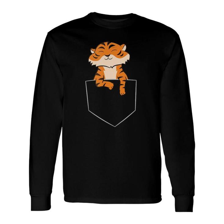 Cute Tiger In Pocket Pocket Tiger Long Sleeve T-Shirt T-Shirt