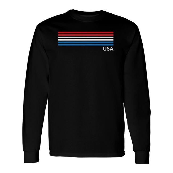Cute Usa Red Blue Chest Stripe 4Th Of July Top Long Sleeve T-Shirt T-Shirt
