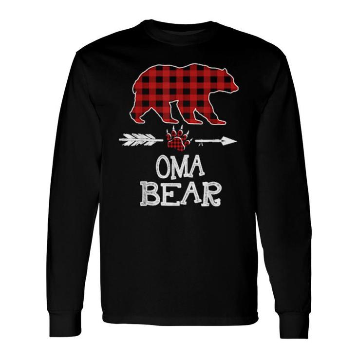 Cutest Dark Red Pleid Xmas Pajama Great Oma Bear Long Sleeve T-Shirt T-Shirt