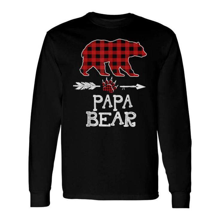 Cutest Dark Red Pleid Xmas Pajama Great Papa Bear Long Sleeve T-Shirt T-Shirt