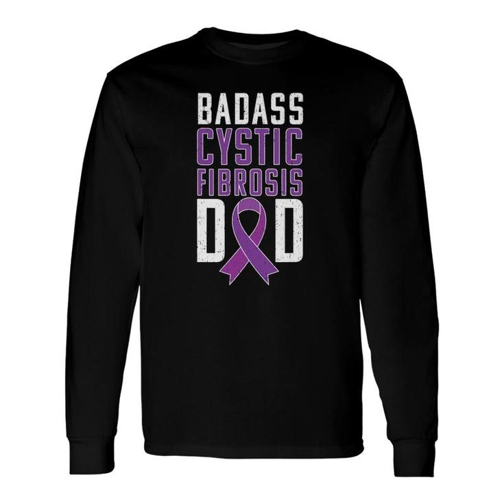 Cystic Fibrosis Awareness Cf Dad Purple Ribbon Tee Long Sleeve T-Shirt T-Shirt