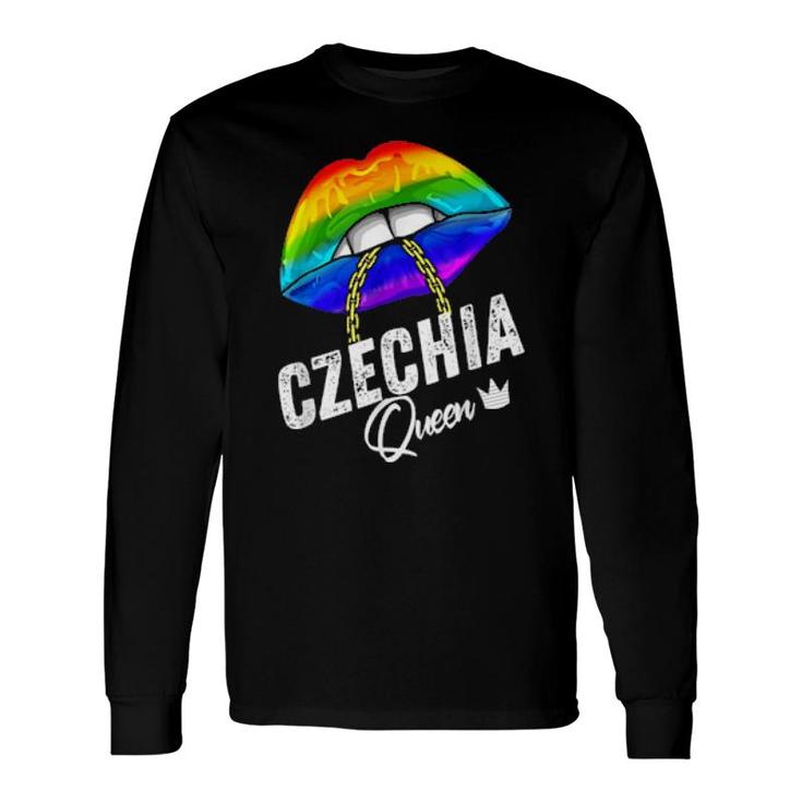 Czechia Lgbtq Gay Pride Flag Lips Rainbow Long Sleeve T-Shirt