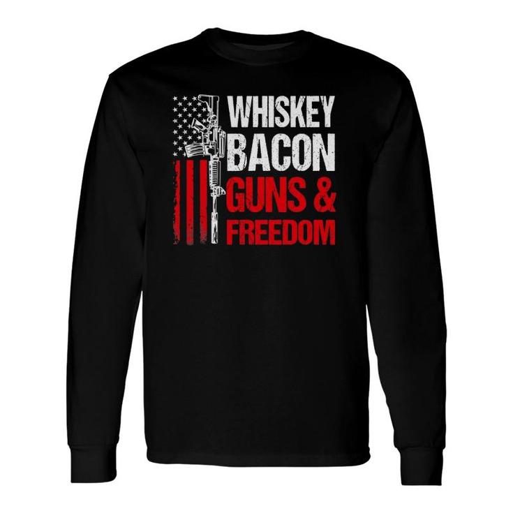 Dad Grandpa Veteran Us Flag Whiskey Bacon Guns Freedom Long Sleeve T-Shirt T-Shirt