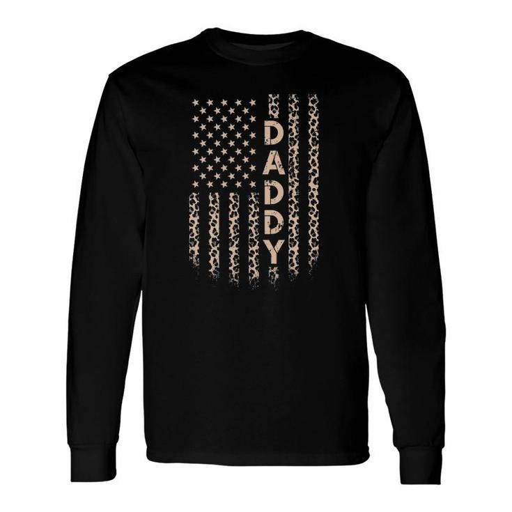 Daddy American Flag Usa Leopard Print Dad Long Sleeve T-Shirt T-Shirt