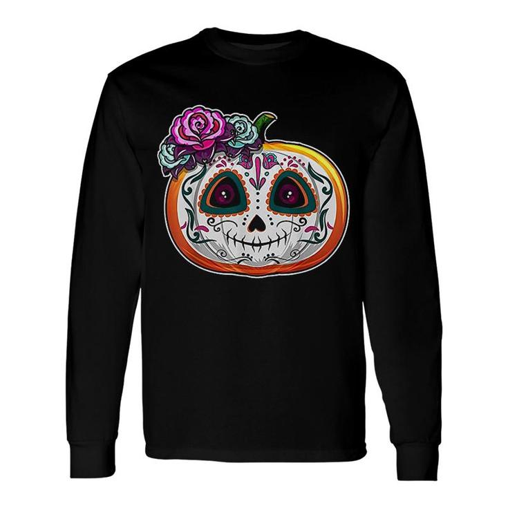 Day Of The Dead Pumpkin Dia De Los Muertos Skull Long Sleeve T-Shirt T-Shirt