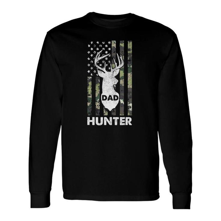 Deer Hunter Dad Fathers Day Hunting American Flag Camo Papa Long Sleeve T-Shirt T-Shirt