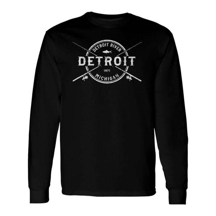 Detroit Mi Vintage Crossed Fishing Rods Long Sleeve T-Shirt T-Shirt