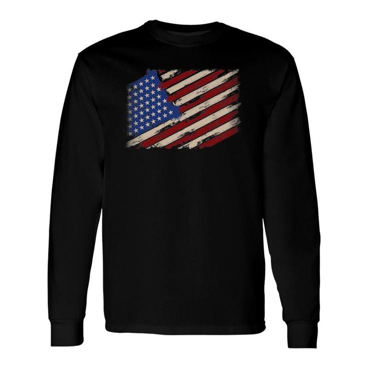 Distressed American Us Flag Vintage Retro Look 4Th Of July Long Sleeve T-Shirt T-Shirt