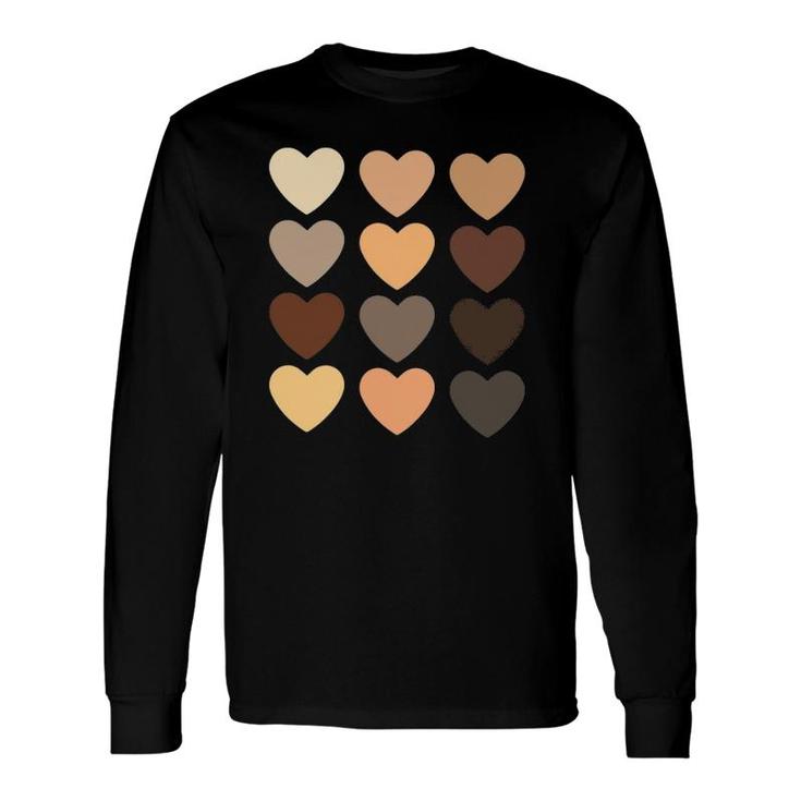 Diversity Heart Skin Tones Black Pride Melanin Kindness Long Sleeve T-Shirt T-Shirt