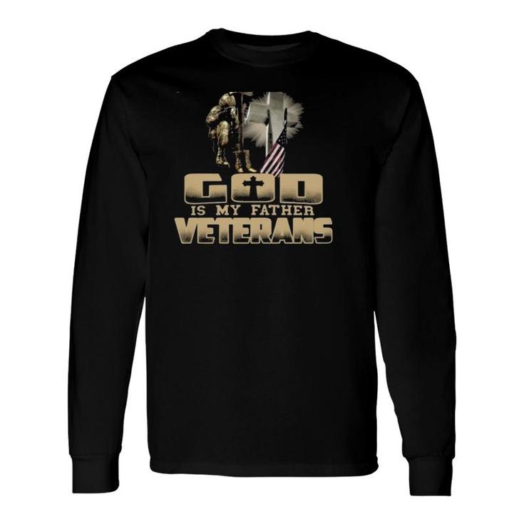 Dna Test God Is My Father Veterans Soldier American Flag Christian Cross Long Sleeve T-Shirt T-Shirt