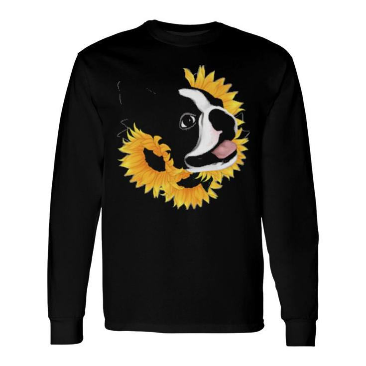 Dog Boston Terrier Sunflower150 Paws Long Sleeve T-Shirt