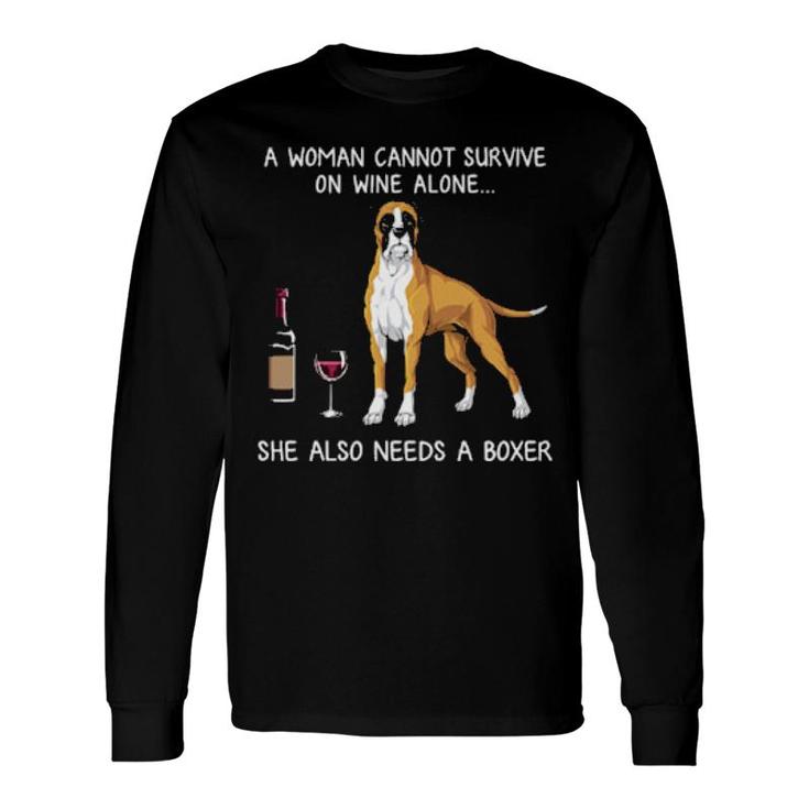 Dog Boxer And Wine Dog447 Paws Long Sleeve T-Shirt T-Shirt