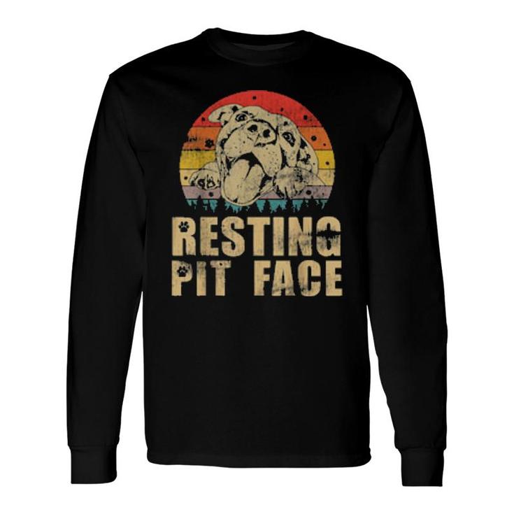 Dog Pitbull Resting Pit Face 105 Paws Long Sleeve T-Shirt T-Shirt