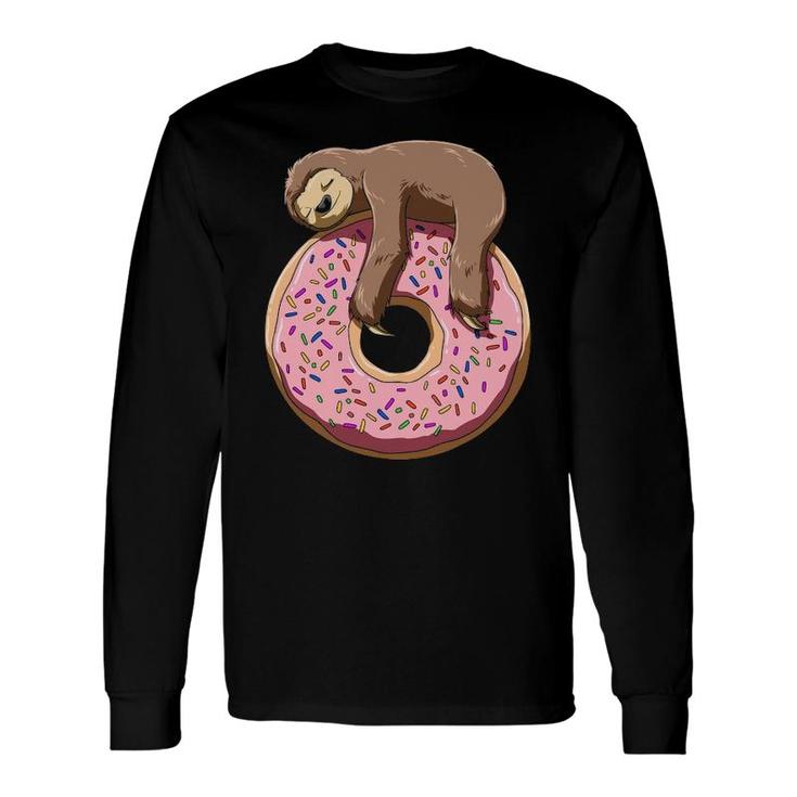 Donut Sloth Sleeping On A Donut Sloth Lovers Long Sleeve T-Shirt