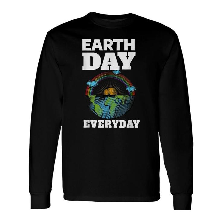 Earth Day Everyday Rainbow Teacher Retro Cute Earth Day Long Sleeve T-Shirt