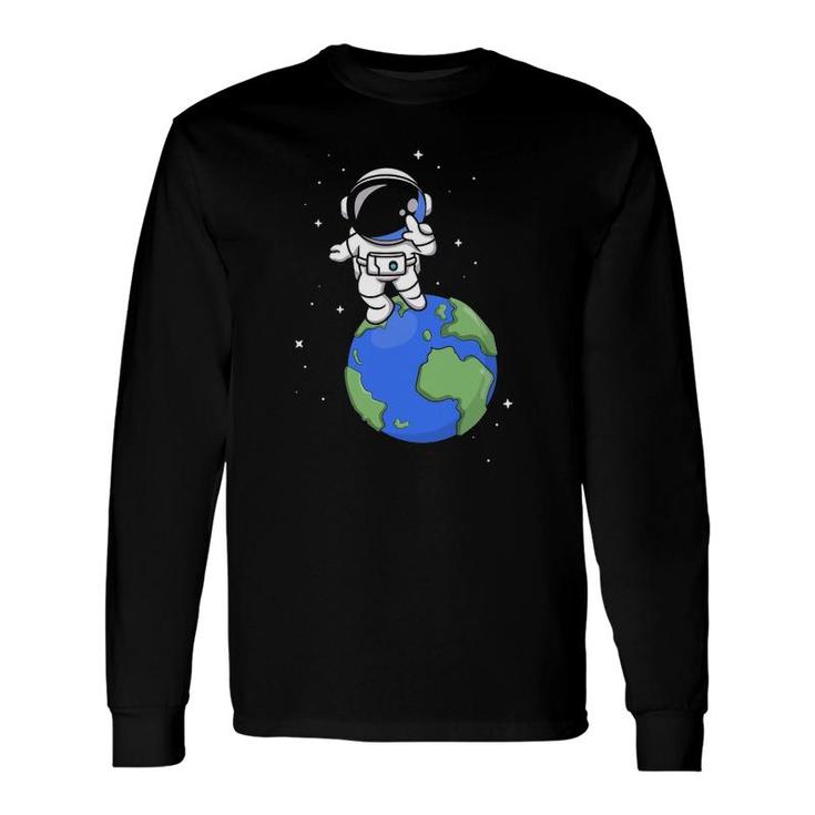 Earth Planet Space Scientist Universe Astronomy Astronaut Long Sleeve T-Shirt