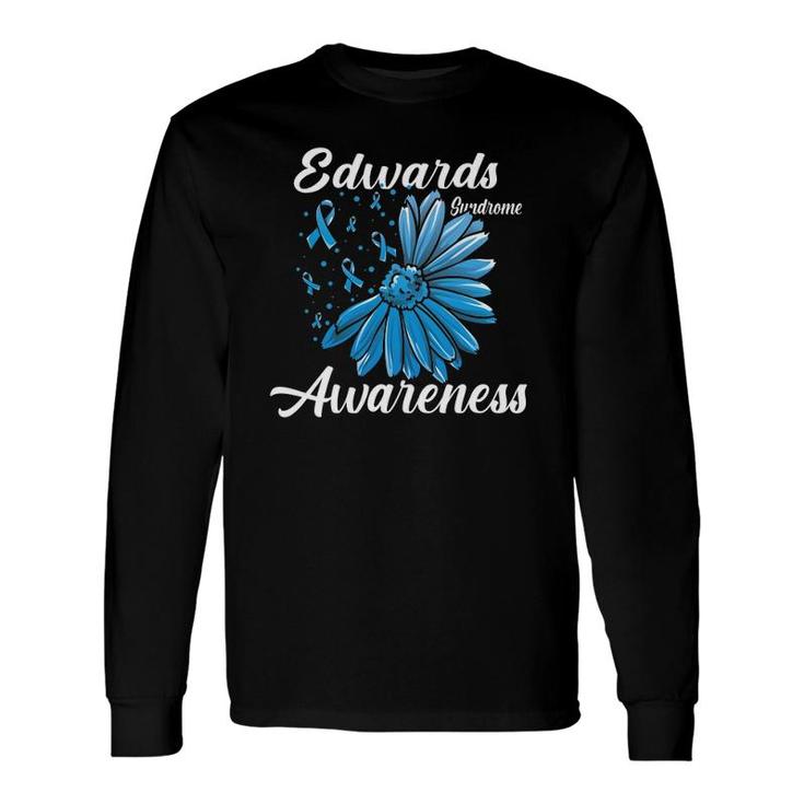 Edwards Syndrome Awareness Trisomy 18 Related Light Blue Ribbon Long Sleeve T-Shirt T-Shirt