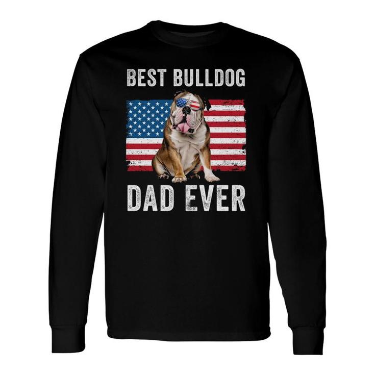 English Bulldog Dad Usa American Flag Dog Lover Owner Long Sleeve T-Shirt T-Shirt