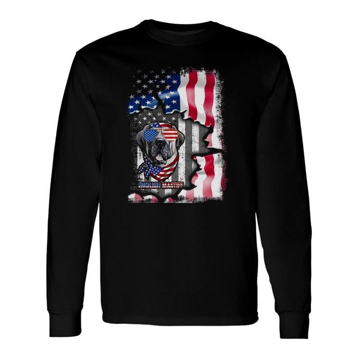 English Mastiff Dog Lover S Fun American Flag Long Sleeve T-Shirt T-Shirt