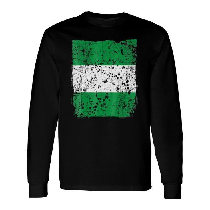 Faded Nigerian Flag, Distressed Flag Of Nigeria Long Sleeve T-Shirt