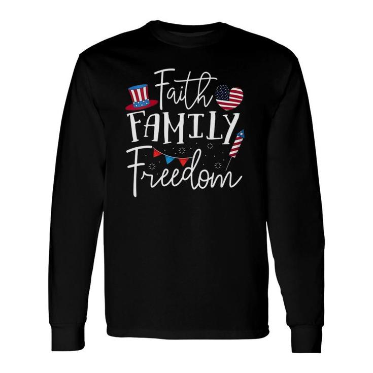 Faith Freedom American Flag Christian Patriotic Long Sleeve T-Shirt T-Shirt