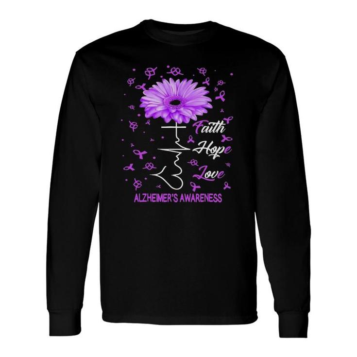 Faith Hope Love Alzheimer's Awareness Purple Flower Long Sleeve T-Shirt T-Shirt