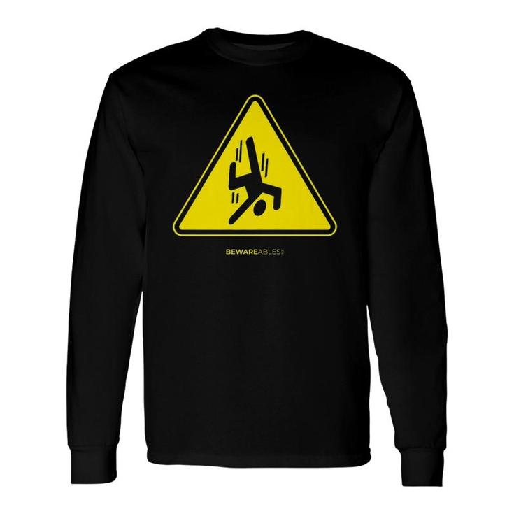Falling Guy Sign Warning Yellow Triangle Long Sleeve T-Shirt T-Shirt