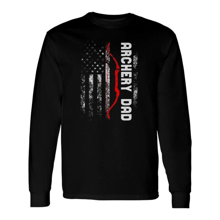 Family 365 Archery Dad Vintage Usa Red White Flag Long Sleeve T-Shirt T-Shirt